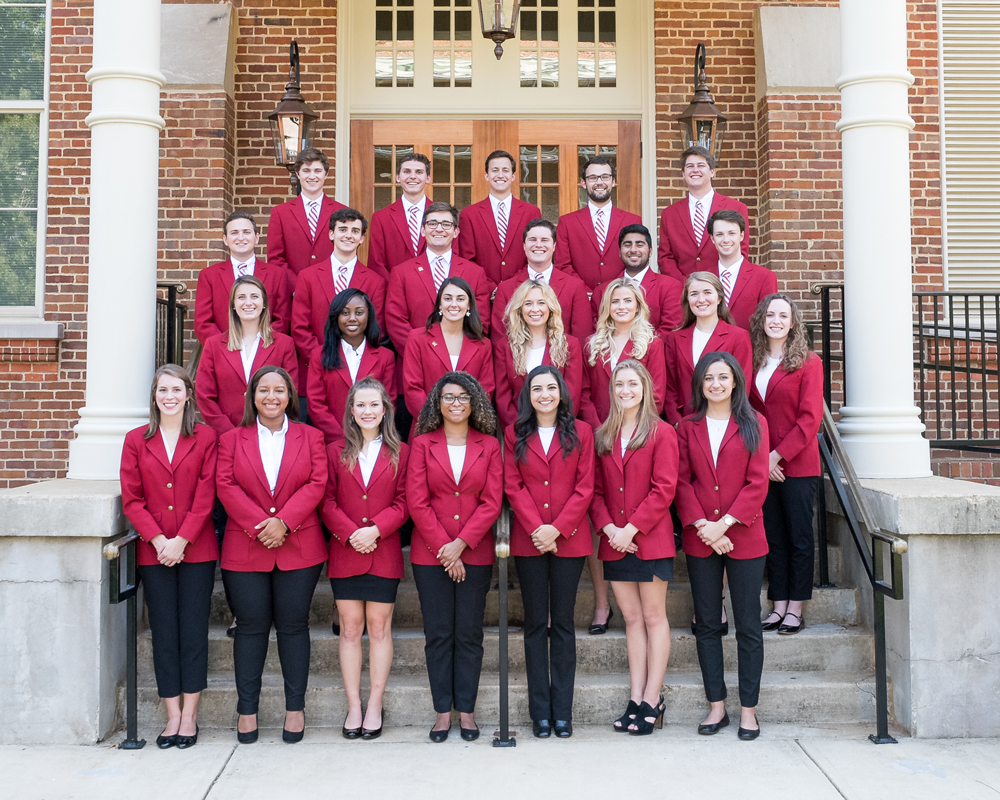 The College of Arts & Sciences Ambassadors on the steps of Clark Hall
