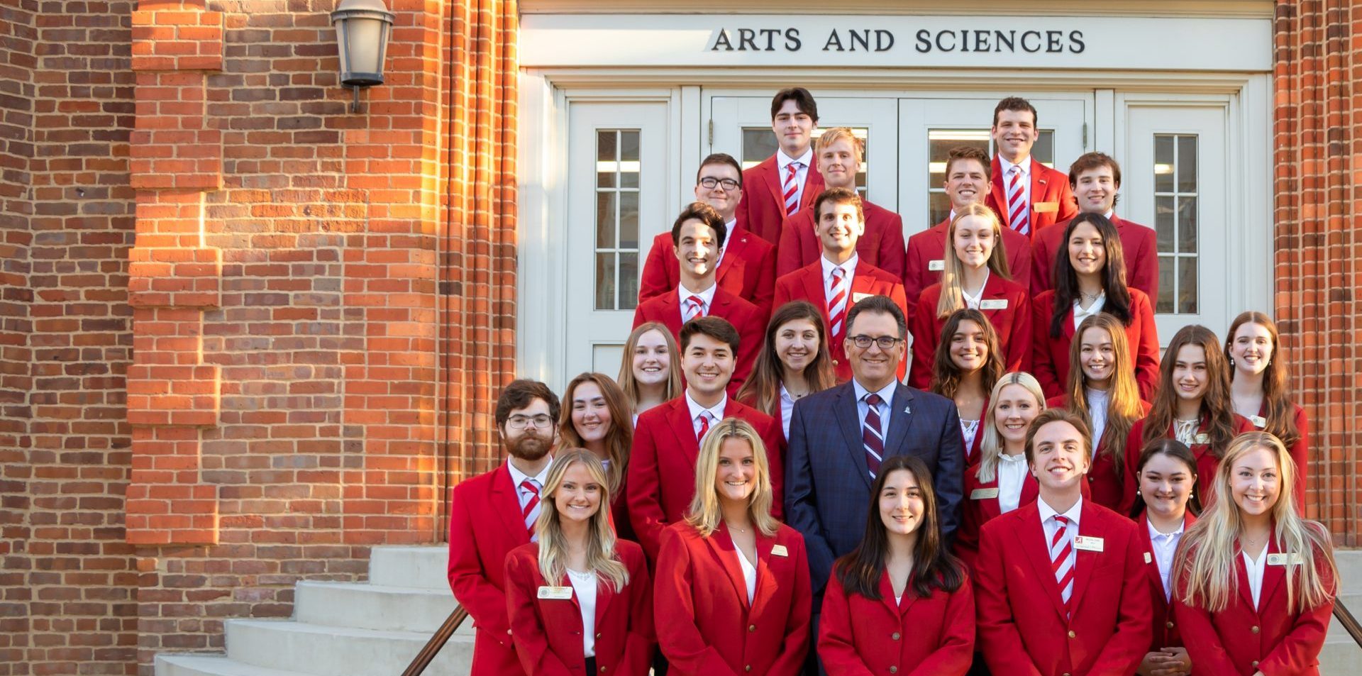 Dean Messina and a group of A&S Ambassadors
